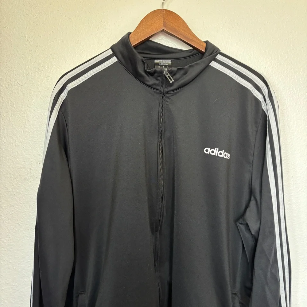 Adidas Men's Black and White Track Jacket